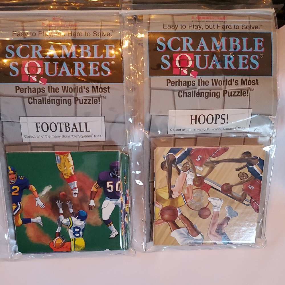 Vintage Scramble Squares Puzzles Football And Basketball